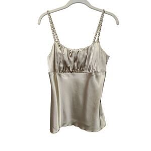 Byer Y2K 90s Sz L Gold Silky Babydoll Cami Tank Top Braided Straps
